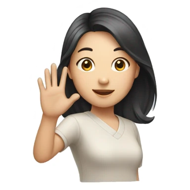 asian girl waving her hand sticker
