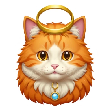 orange cat with a halo, cute and simple sticker