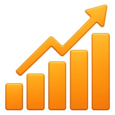 Orange Upward bar chart with a slight gradient, apple style emoji sticker