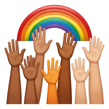 rainbow hands raised sticker