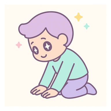 side view of a man kneeling and bowing, gesture of apology sticker