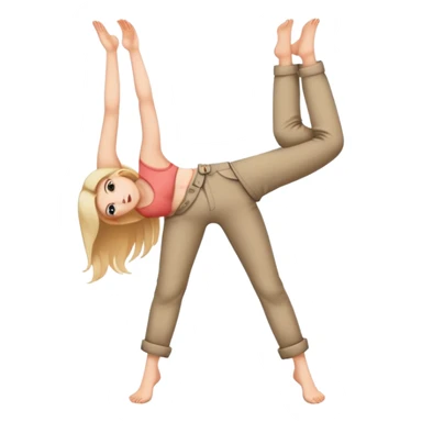 Woman with face in upside down pants sticker