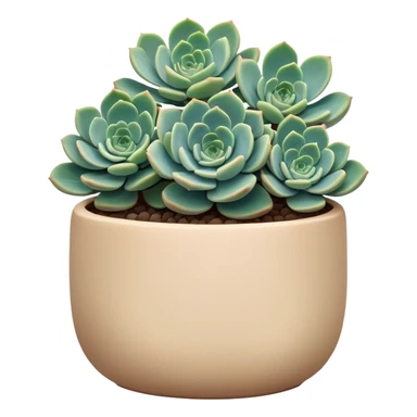 Sedum Pachyphyllum succulent with chubby blue-green leaves in a beige ceramic pot sticker