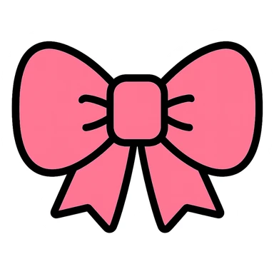 cute pink bow tie icon with color outline and black outlines sticker