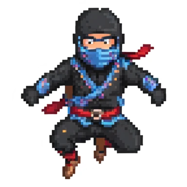 masked ninja jumping sticker