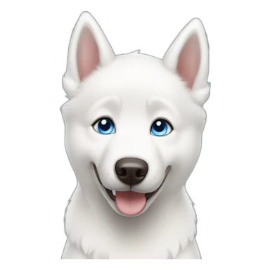 Happy white husky puppy blue eyes without eyebrows sticker