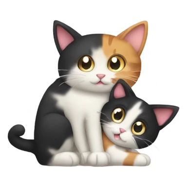 Cat hugging another calico cat sticker