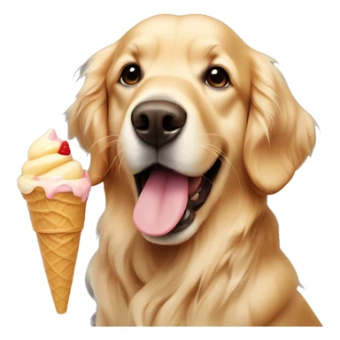 Golden retriever with ice cream  sticker
