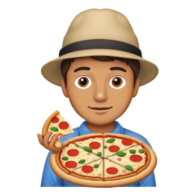 man with pizza sticker