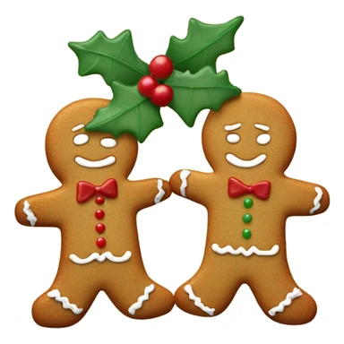 Two gingerbread kissing under a mistletoe  sticker