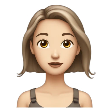 White girl with dark brown eyes and light brown hair with a dreamy fish looking face sticker