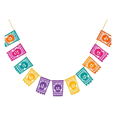 festive one garland of colorful mexican papel picado sticker