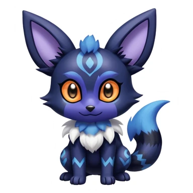 Shiny Cute Adorable Umbreon-Litten-Noibat-Meowstic-Hybrid-Creature with pattern-markings sticker