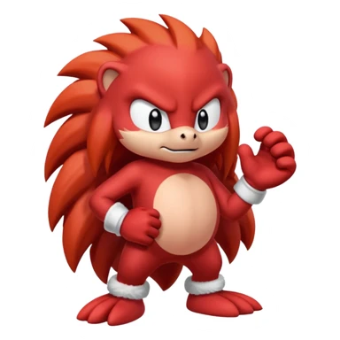 Sonic the hedgehogs friend knuckles a red animal with peach arms and white gloves he’s a echidna sticker