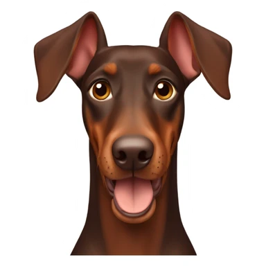 Red and brown Doberman without cropped ears face facing front happy expression  sticker