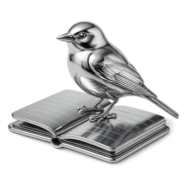 A bird sitting on an opened notebook sticker