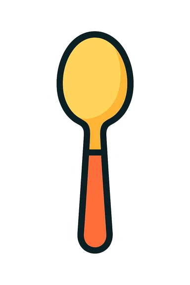 modern and minimal spoon icon with color outline, suitable for app icon sticker