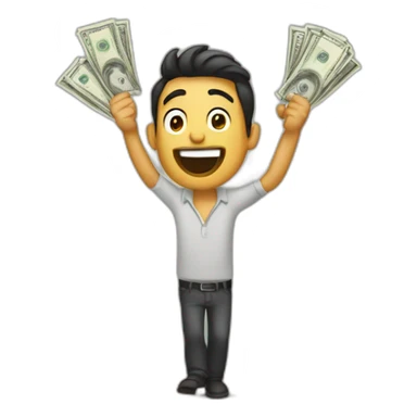 hombre saltando feliz mucho money dinero sticker