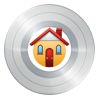 white vinyl with a house logo in the middle sticker