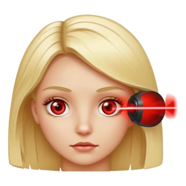 Blonde girl with red laser in eye sticker