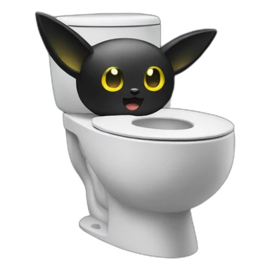 toilet with umbreon head atop sticker