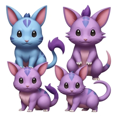 Nidoran-Purrloin-Delcatty-Rattata-Pokémon (full body) sticker