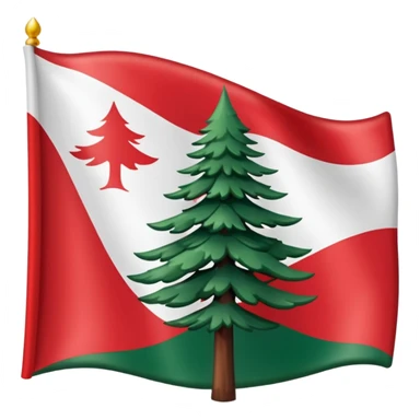 New England flag with a red backgournd white canton and a pine sticker