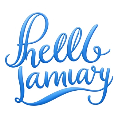 Blue “ hello January “ word sticker