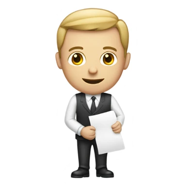 White man holding a resume sticker