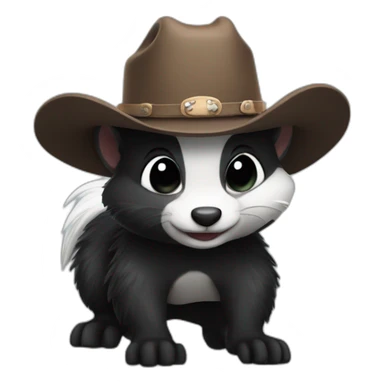 Cute skunk wearing a cowboy hat sticker