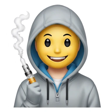 smiley facein hoodie with vaping sticker