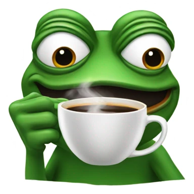 pepe the frog with a cup of coffee sticker