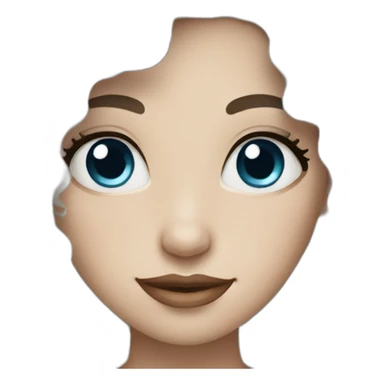 a Women white skin and long black curly hair with blue eyes and freckles sticker