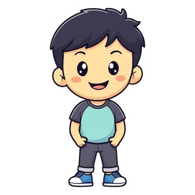 smiling boy with black hair sticker