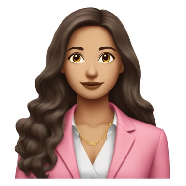 Rich Beautiful brunette girl long hair wearing a pink suit  sticker