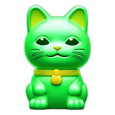 maneki neko 3d in the form of green neon sign sticker