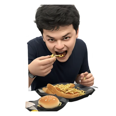 boys enjoying food indoors sticker