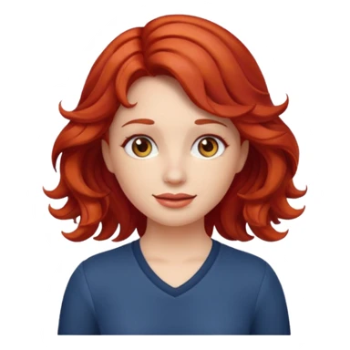 Emoji girl ios18 with red wavy hair sticker