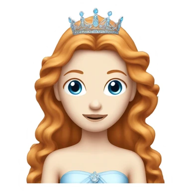 Ginger princess, long hair, white, blue eyes and tiara sticker
