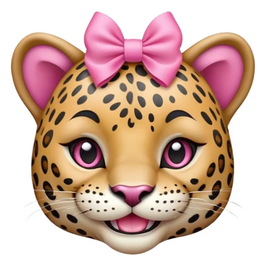 A cute jaguar with a pink bow on it's head,smiling sticker