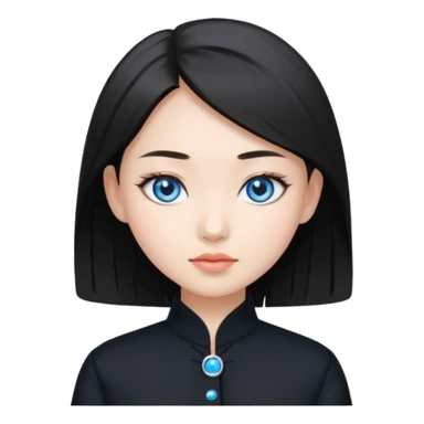 Asian girl blue eyes in black fashion  sticker