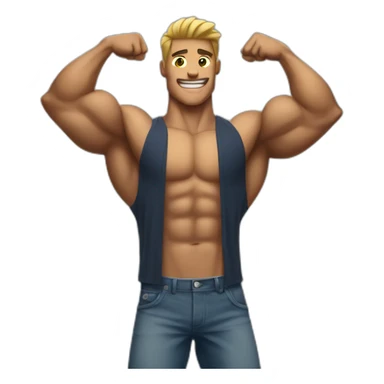 muscular guy flexing his muscles sticker