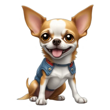 chihuahua dressed as chucky sticker