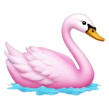 Pink swan swimming with bow  sticker