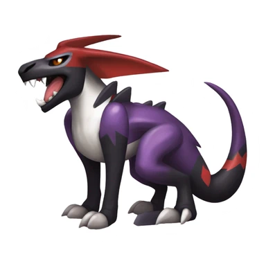 Black Cool Edgy Nargacuga-Houndoom-Garchomp-Noivern Fakémon  with White and Red and purple and black Edgy markings sticker