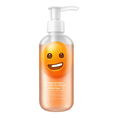 orange face wash in glass pump bottle, no face, no fruit, realistic sticker