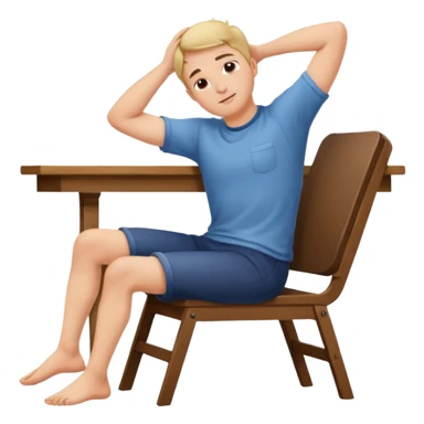 man leaning back on chair with legs on desk and hands behind head sticker