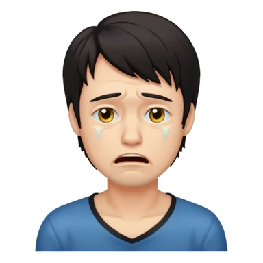 Crying guy with dark shag hair sticker