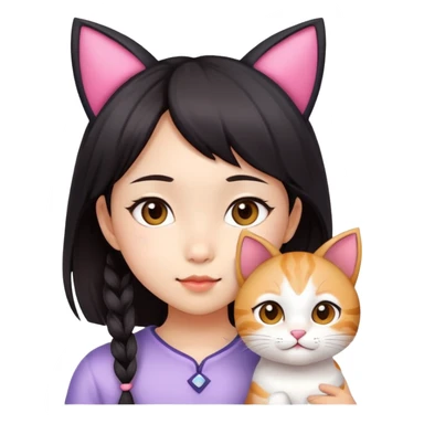 Little asian girl with cat ears sticker