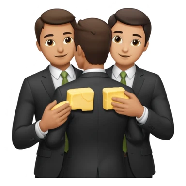 I man handsome puts butter on another man‘S back wearing suits sticker